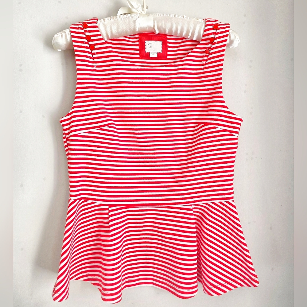 Anthropologie Postmark Red & White Striped Peplum Top - Small ✨️LIKE NEW✨️